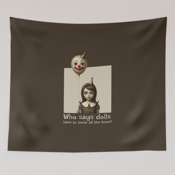 Aperçu de l'œuvre Poupée clown triste avec ballon - Qui a dit que les poupées devaient sourire ? créée et vendue par KiwiRider.
