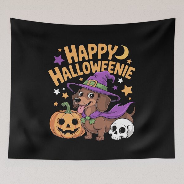 Item preview, Weiner Dog Witch Happy Halloweenie Cute Halloween Dachshund designed and sold by LinlinsDemons.