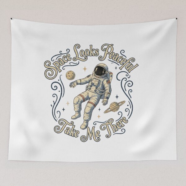 Item preview, Space Looks Peaceful – Take Me There Quote designed and sold by TextMood.