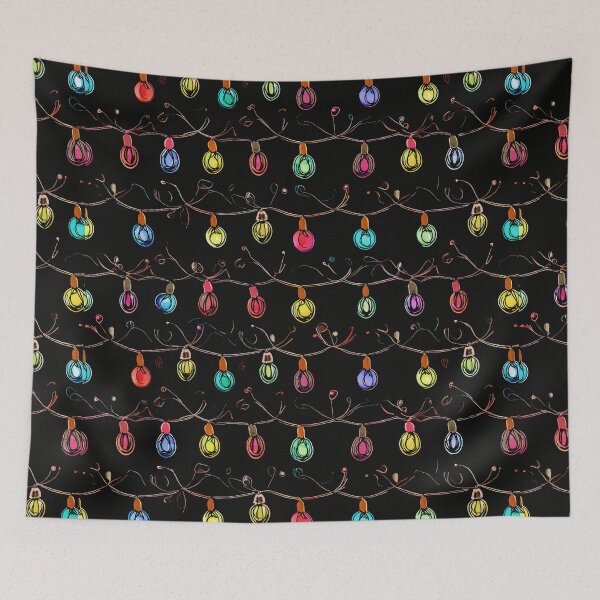 Item preview, Colorful Christmas String Lights on Black designed and sold by SassyArtistry.