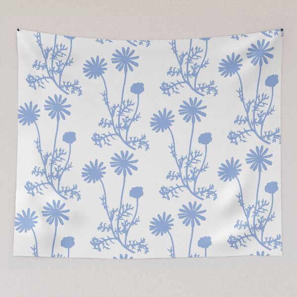 Item preview, Cottage Floral Wild Daisies Botanical Pattern in Light Blue and White designed and sold by kierkegaard.