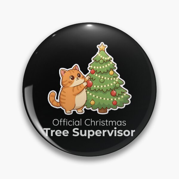 Item preview, Christmas Tree Supervisor Cat – Cute Holiday Illustration designed and sold by Dino-Lune.