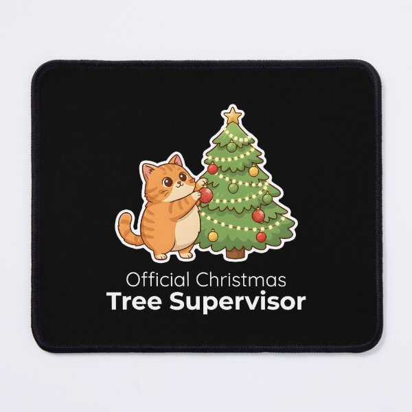 Item preview, Christmas Tree Supervisor Cat – Cute Holiday Illustration designed and sold by Dino-Lune.