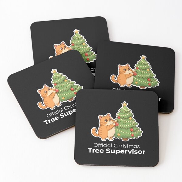 Item preview, Christmas Tree Supervisor Cat – Cute Holiday Illustration designed and sold by Dino-Lune.