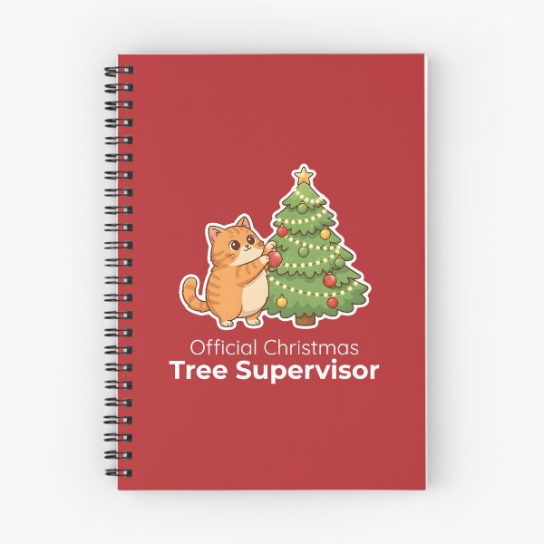 Item preview, Christmas Tree Supervisor Cat – Cute Holiday Illustration designed and sold by Dino-Lune.