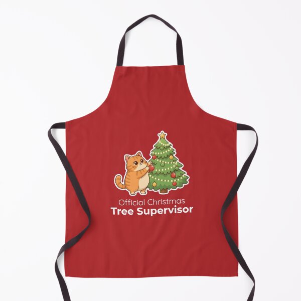 Item preview, Christmas Tree Supervisor Cat – Cute Holiday Illustration designed and sold by Dino-Lune.