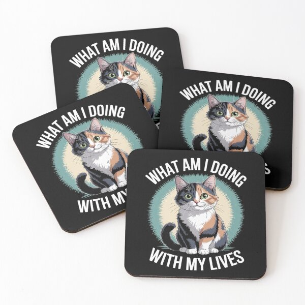 Item preview, What Am I Doing with My Lives Sarcastic Cat Puns designed and sold by velltoons.