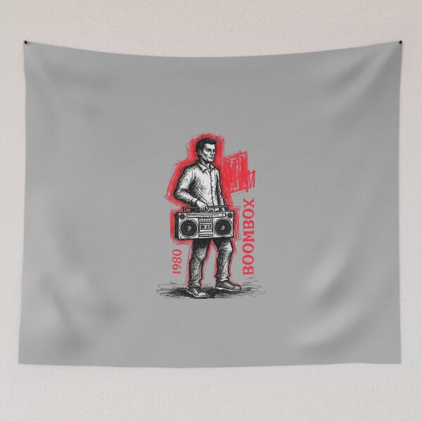 Item preview, 1980s Boombox Sketch - Retro Hip Hop Street Style designed and sold by KiwiRider.