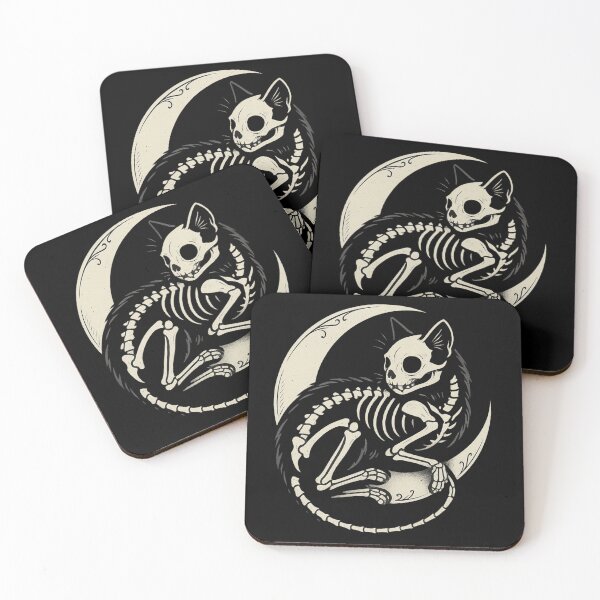 Item preview, Skeleton Cat on Crescent Moon – Gothic Witchy Familiar – Cute Spooky Aesthetic designed and sold by Mouraludia.