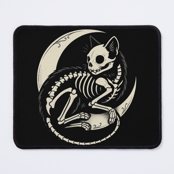 Item preview, Skeleton Cat on Crescent Moon – Gothic Witchy Familiar – Cute Spooky Aesthetic designed and sold by Mouraludia.