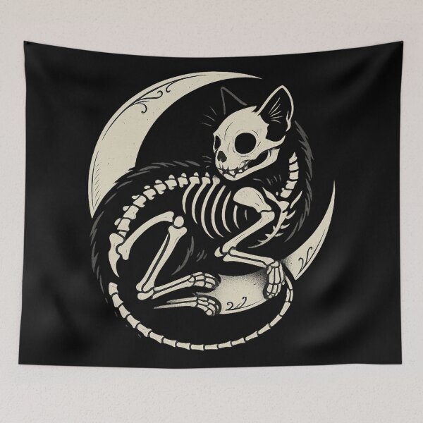 Item preview, Skeleton Cat on Crescent Moon – Gothic Witchy Familiar – Cute Spooky Aesthetic designed and sold by Mouraludia.