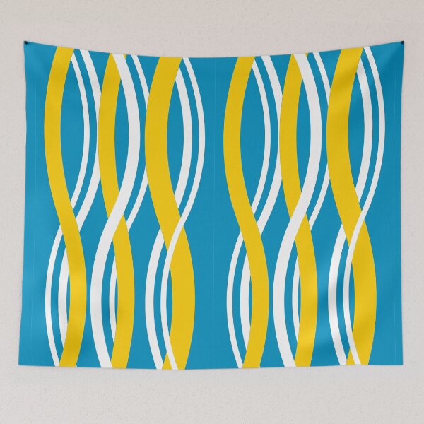 Item preview, Yellow, White, Turquoise Interlocking Waves designed and sold by PSCSCo.