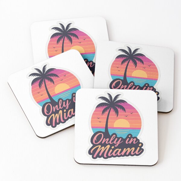 Item preview, Only in Miami – Retro Neon Sunset Palm Tree Vaporwave Sticker designed and sold by Tidal Arts.