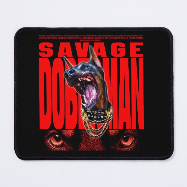 Item preview, SAVAGE DOBERMAN - Aggressive Red Typography Streetwear designed and sold by Geniuzjam.