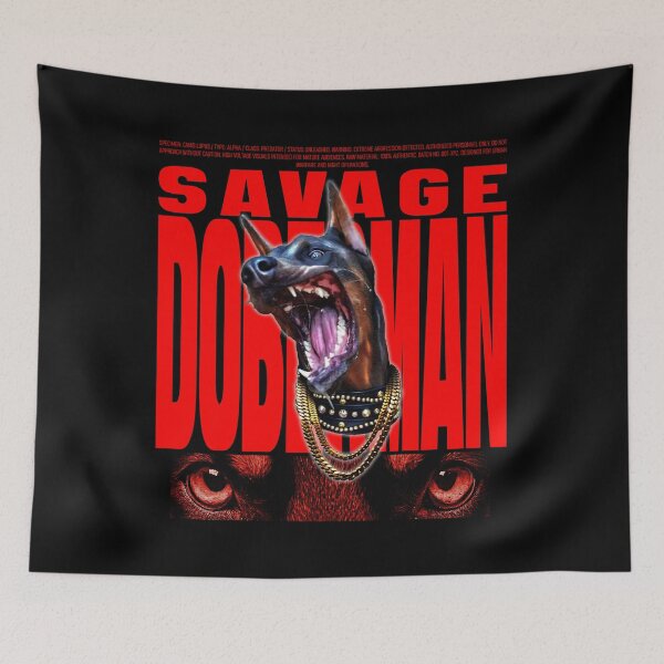 Item preview, SAVAGE DOBERMAN - Aggressive Red Typography Streetwear designed and sold by Geniuzjam.