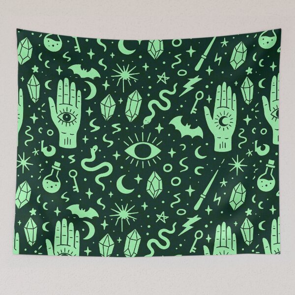 Item preview, Green Mystic Witchcraft Pattern designed and sold by SassyArtistry.