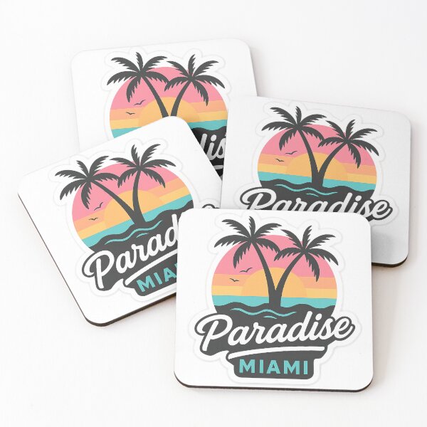 Item preview, Paradise Miami – Pastel Sunset Palm Trees Retro Tropical Sticker designed and sold by Tidal Arts.