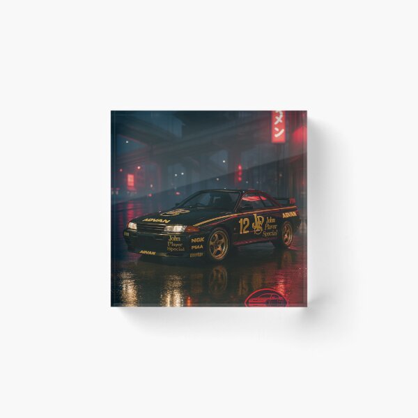 Item preview, JPS Skyline R32 – Black & Gold Nissan GT-R JDM Night Art designed and sold by leen12 Art Designs Prints.