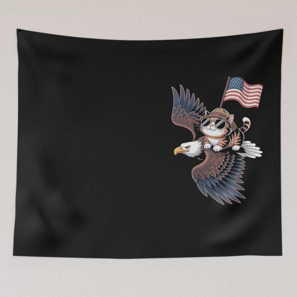 Item preview, 4th Of July USA American Flag America Bald Eagle Cat designed and sold by Hofersofer.