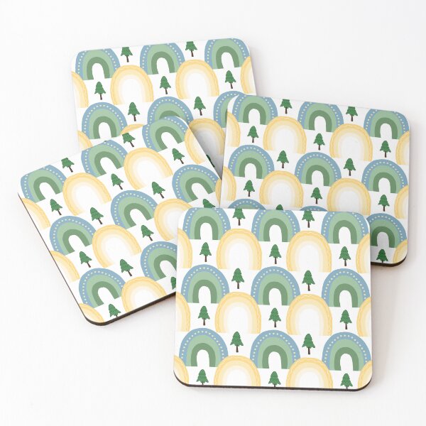 Item preview, Retro Rainbow Forest Pattern – Cute Green & Yellow Vintage Arches designed and sold by Teenidesign .