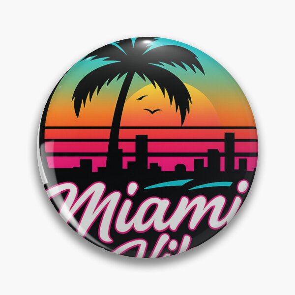 Item preview, Miami Vibes – Retro Neon Sunset Palm Tree Skyline Sticker designed and sold by Tidal Arts.