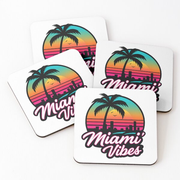 Item preview, Miami Vibes – Retro Neon Sunset Palm Tree Skyline Sticker designed and sold by Tidal Arts.