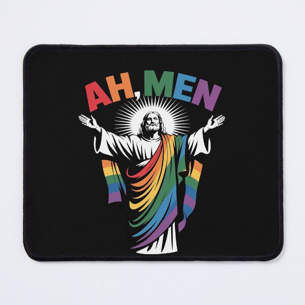 Item preview, Ah Men Funny LGBT Gay Pride Jesus Rainbow Flag Christian designed and sold by Hofersofer.