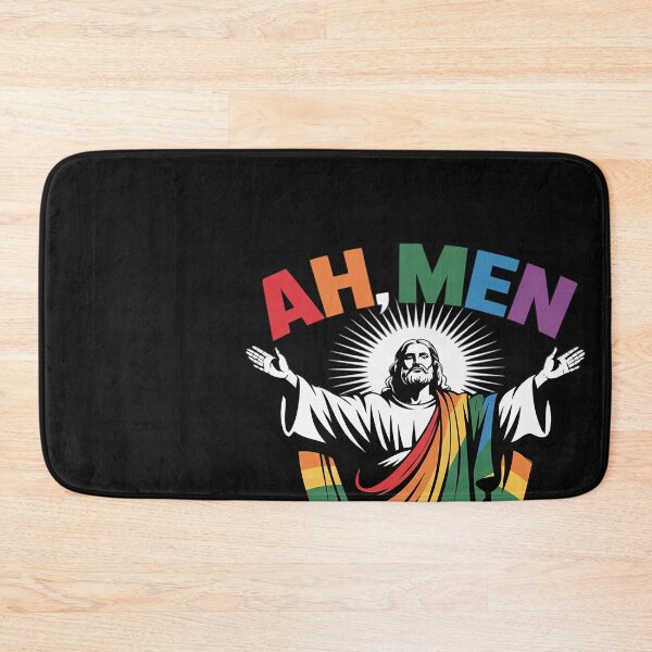 Item preview, Ah Men Funny LGBT Gay Pride Jesus Rainbow Flag Christian designed and sold by Hofersofer.