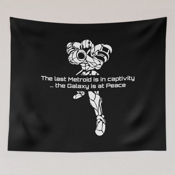Item preview, Super Metroid Samus Quote - The Galaxy is at Peace Scifi Art white version designed and sold by FrikiQuotes4U.