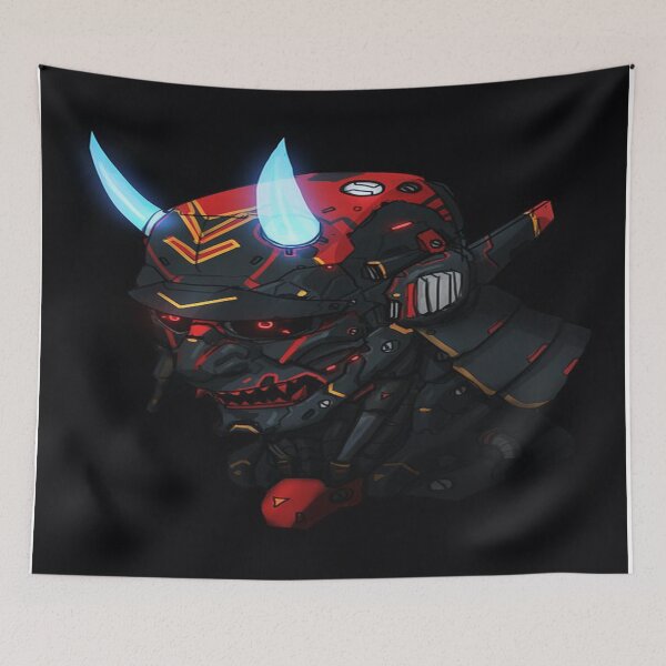 Item preview, Neon Devil Samurai – Cyberpunk Japanese Warrior Dark Fantasy Demon Art designed and sold by leen12 Art Designs Prints.
