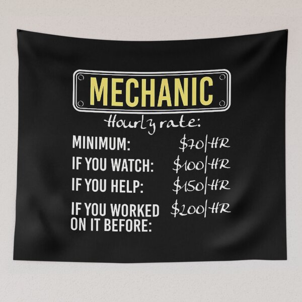 Item preview, Funny Mechanic Hourly Rate Labor Pricing Chart designed and sold by EstherDiane.