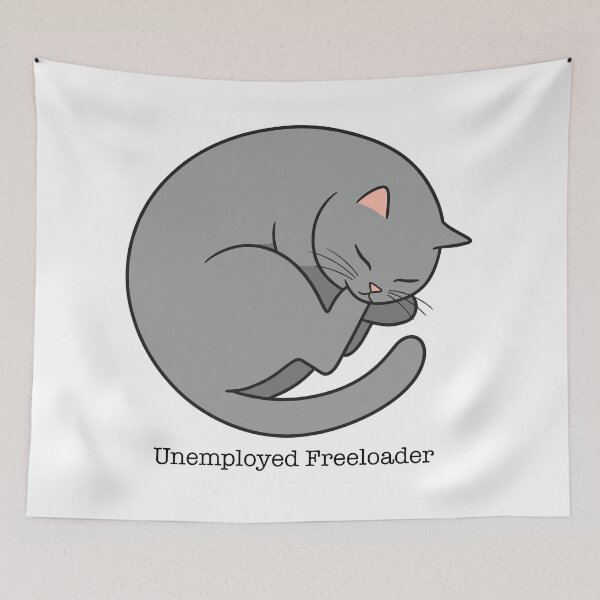 Item preview, Unemployed Freeloader – Sleeping Cat Illustration designed and sold by PIXEL POP DESIGNS - Beyond the Norm!.