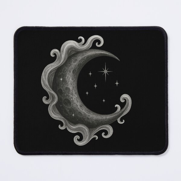 Item preview, Celestial Crescent Moon with Stars – Gothic Cosmic Aesthetic – Witchy Lunar Art designed and sold by Mouraludia.