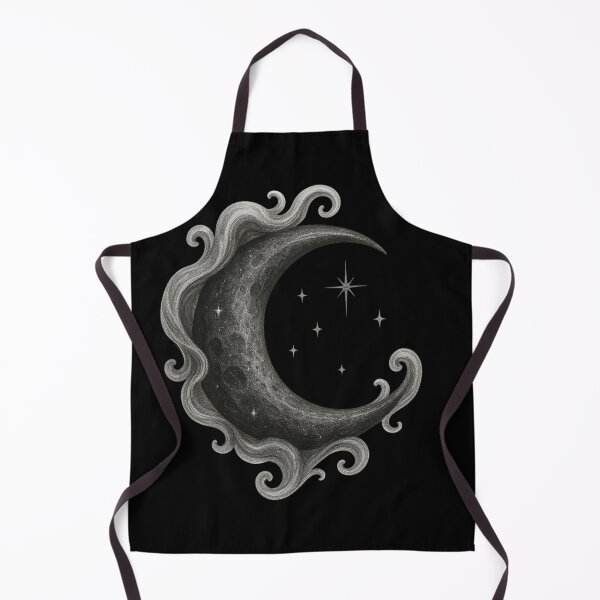 Item preview, Celestial Crescent Moon with Stars – Gothic Cosmic Aesthetic – Witchy Lunar Art designed and sold by Mouraludia.