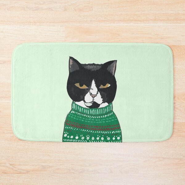 Item preview, cranky festive cat designed and sold by LauraCoxArt.
