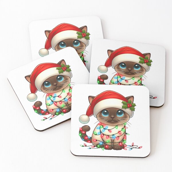 Item preview, Siamese cat Christmas designed and sold by doodIllustrate.