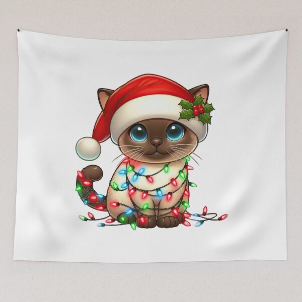 Item preview, Siamese cat Christmas designed and sold by doodIllustrate.
