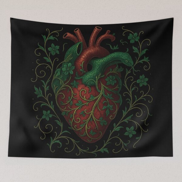 Item preview, Gothic Anatomical Heart with Serpent & Vines – Dark Botanical Art – Gothic Holiday Aesthetic designed and sold by Mouraludia.