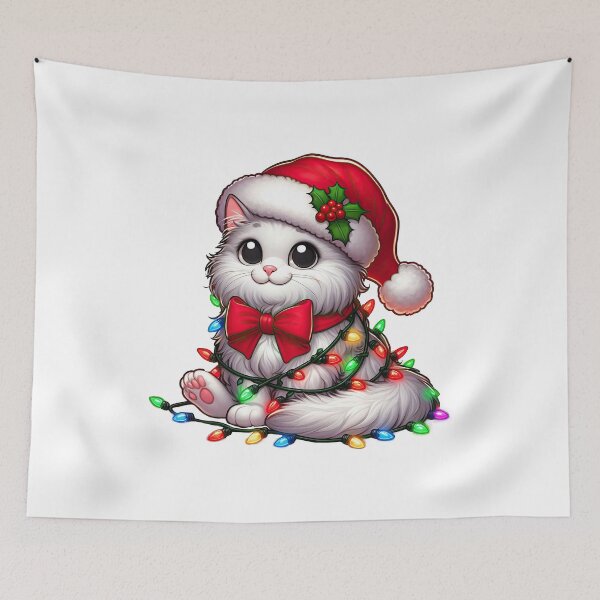 Item preview, Turkish Angora Cat Christmas designed and sold by doodIllustrate.