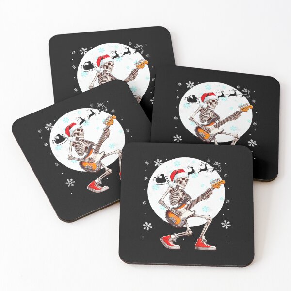 Item preview, Christmas Santa Skeletons Playing Guitar Bass Guitarist designed and sold by BeulahJoseph.
