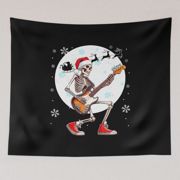 Item preview, Christmas Santa Skeletons Playing Guitar Bass Guitarist designed and sold by BeulahJoseph.