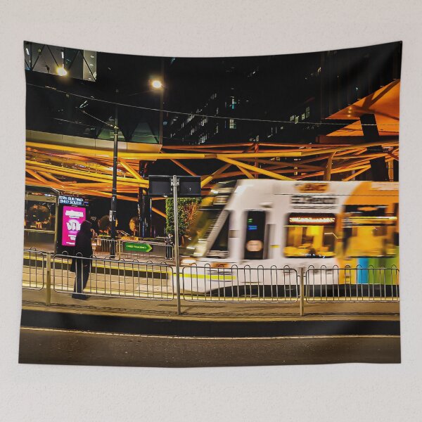 Item preview, Late Night Collins Street Tram arriving for a Pickup - Melbourne, Victoria, Australia designed and sold by Steven Jodoin.