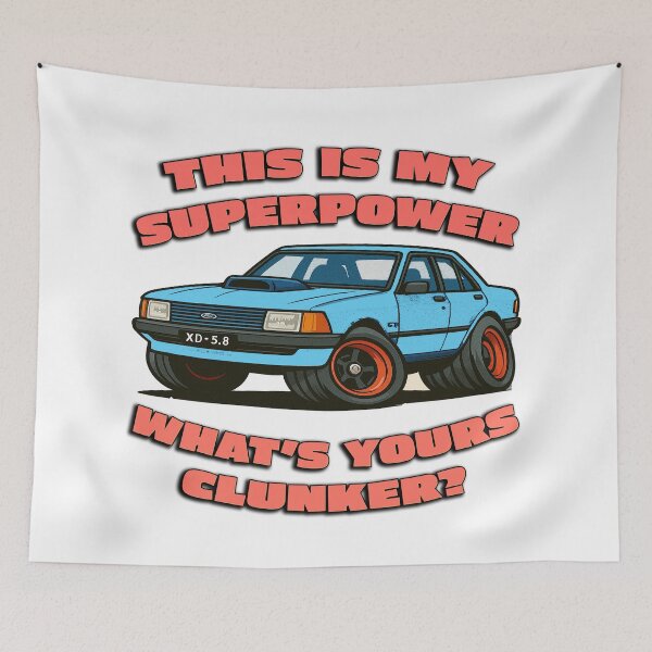 Item preview, Ford XD Cartoon Superpower Funny Aussie Car Art designed and sold by Michael van der Hoorn.