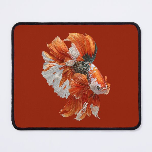 Item preview, Koi Pattern Betta Siamese Fighting Fish, Orange White Metallic Koi‑Style Halfmoon Veiltail designed and sold by meganohm.