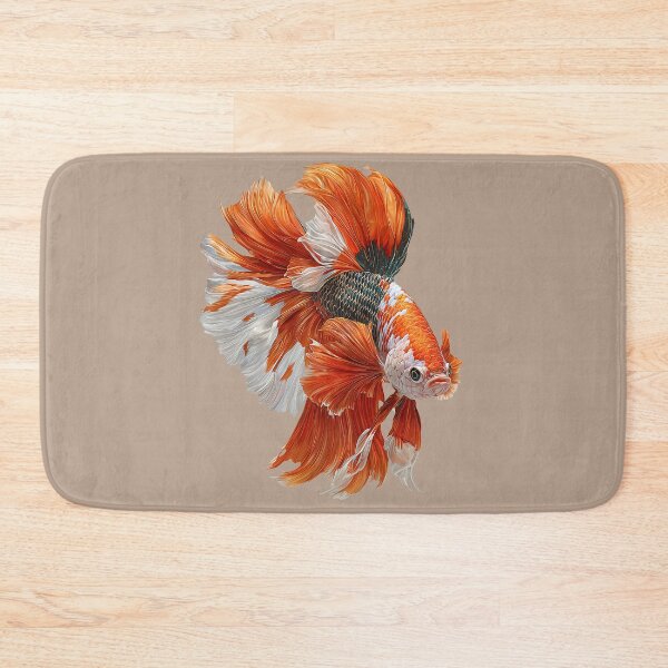 Item preview, Koi Pattern Betta Siamese Fighting Fish, Orange White Metallic Koi‑Style Halfmoon Veiltail designed and sold by meganohm.