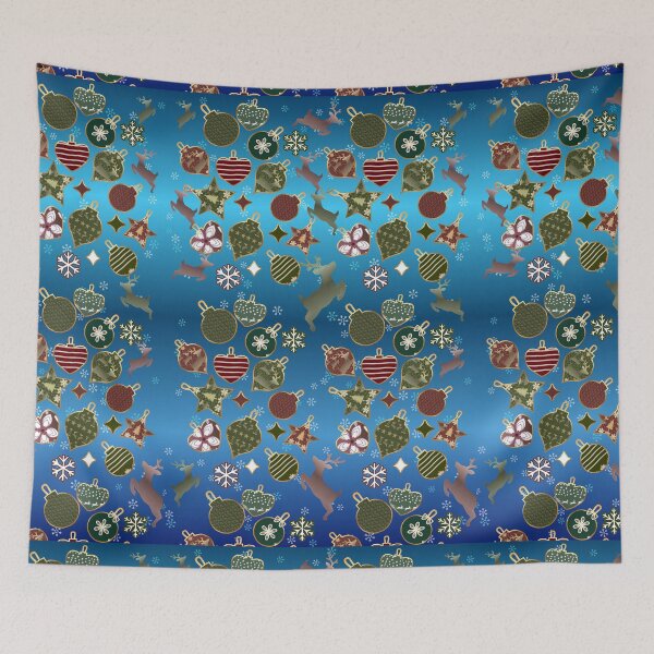 Item preview, Blue Christmas Pattern with Reindeer & Ornaments designed and sold by HopeAndHustle.