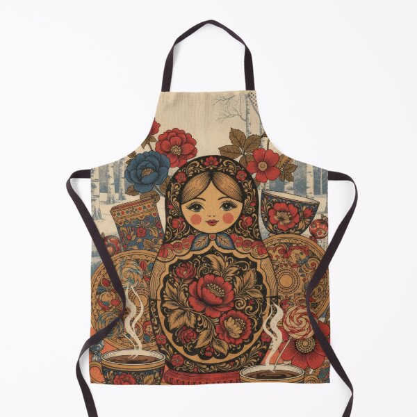 Item preview, Russian matryoshka doll with cozy winter floral coffee designed and sold by CoffeeinBloom.