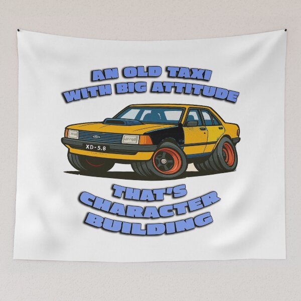 Item preview, Old Taxi With Big Attitude Funny XD Falcon Cartoon Car Art designed and sold by Michael van der Hoorn.