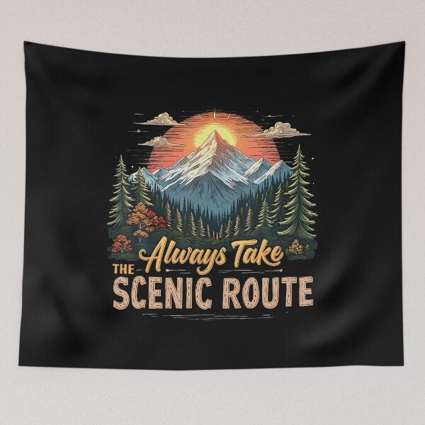 Item preview, Vintage Always Take The Scenic Route Mountain Camping Hikers designed and sold by KristinCleo.