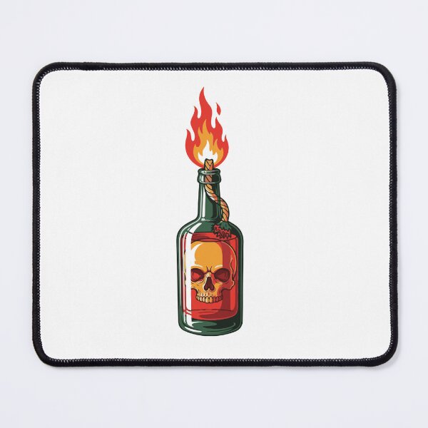 Item preview, Flaming Molotov Cocktail with Skull Inside Illustration designed and sold by AinulArtStor.